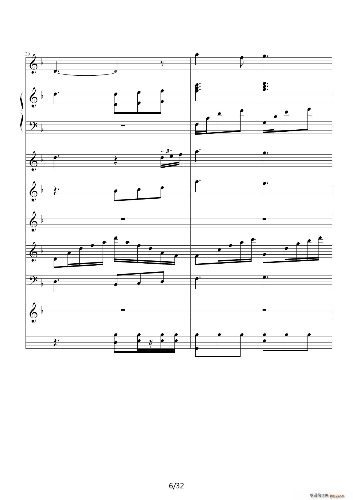 从头再来 F调(钢琴谱)6