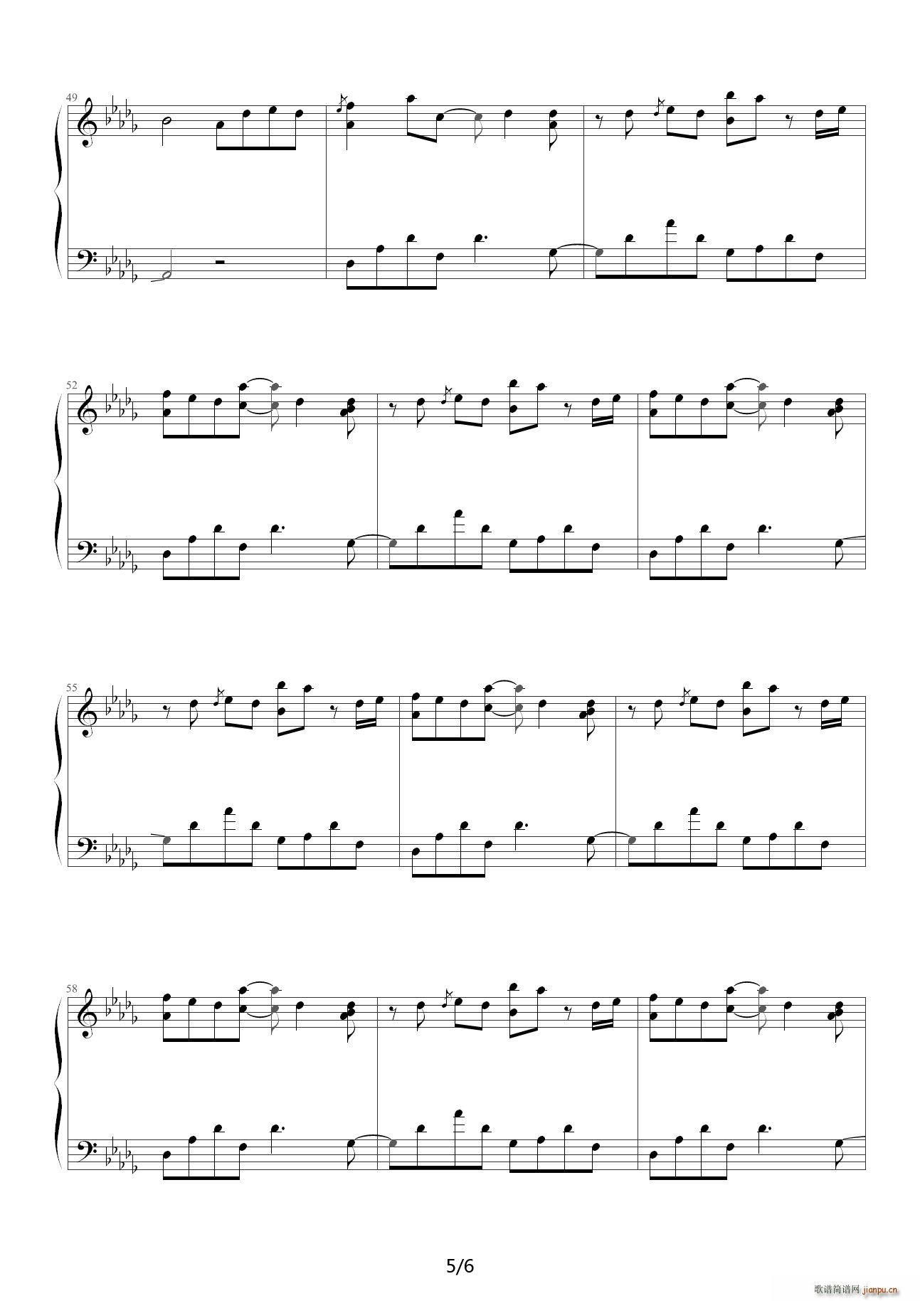 Maybe 降D调(钢琴谱)5