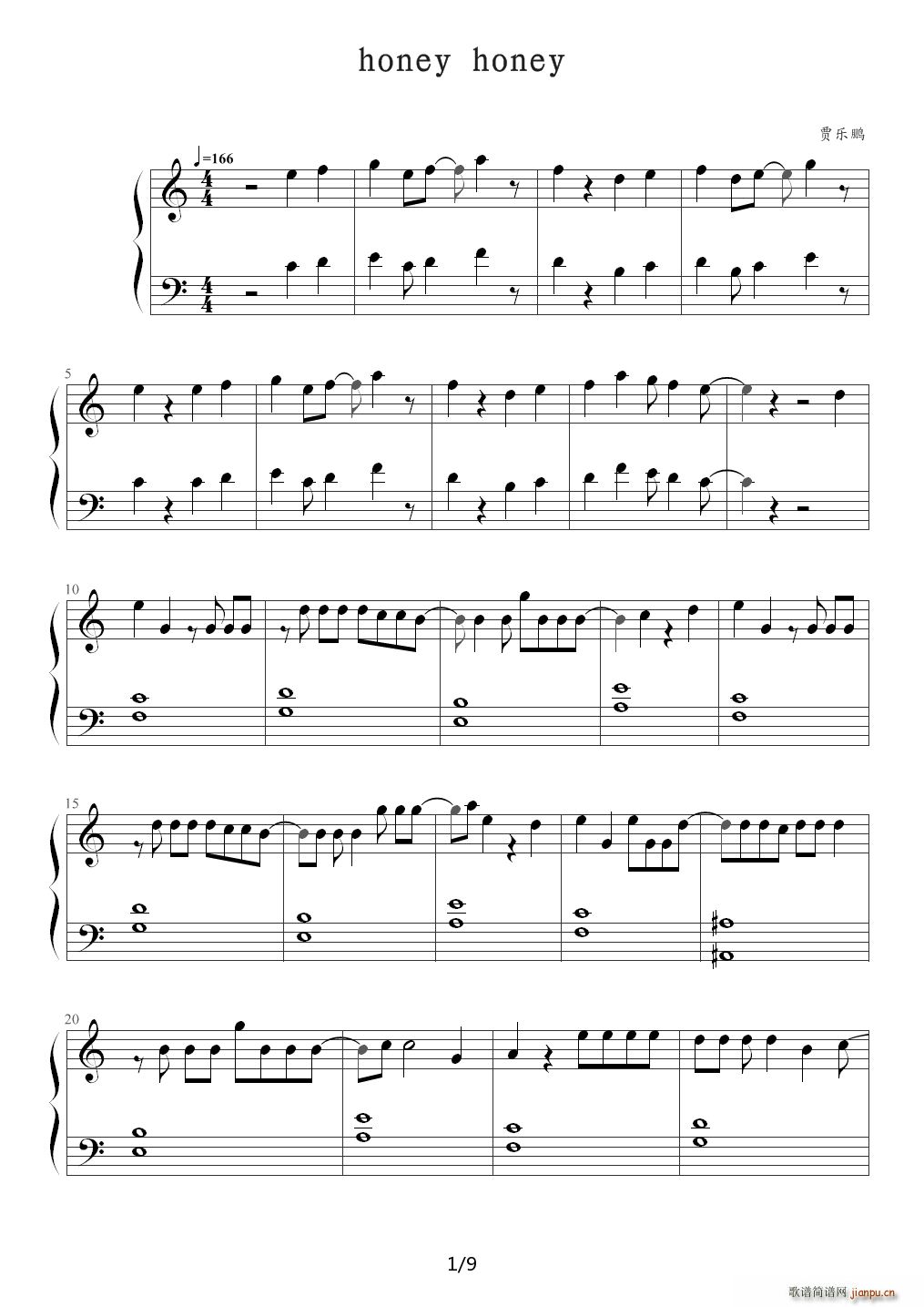 Honey Honey seamo C大调 C调(钢琴谱)1
