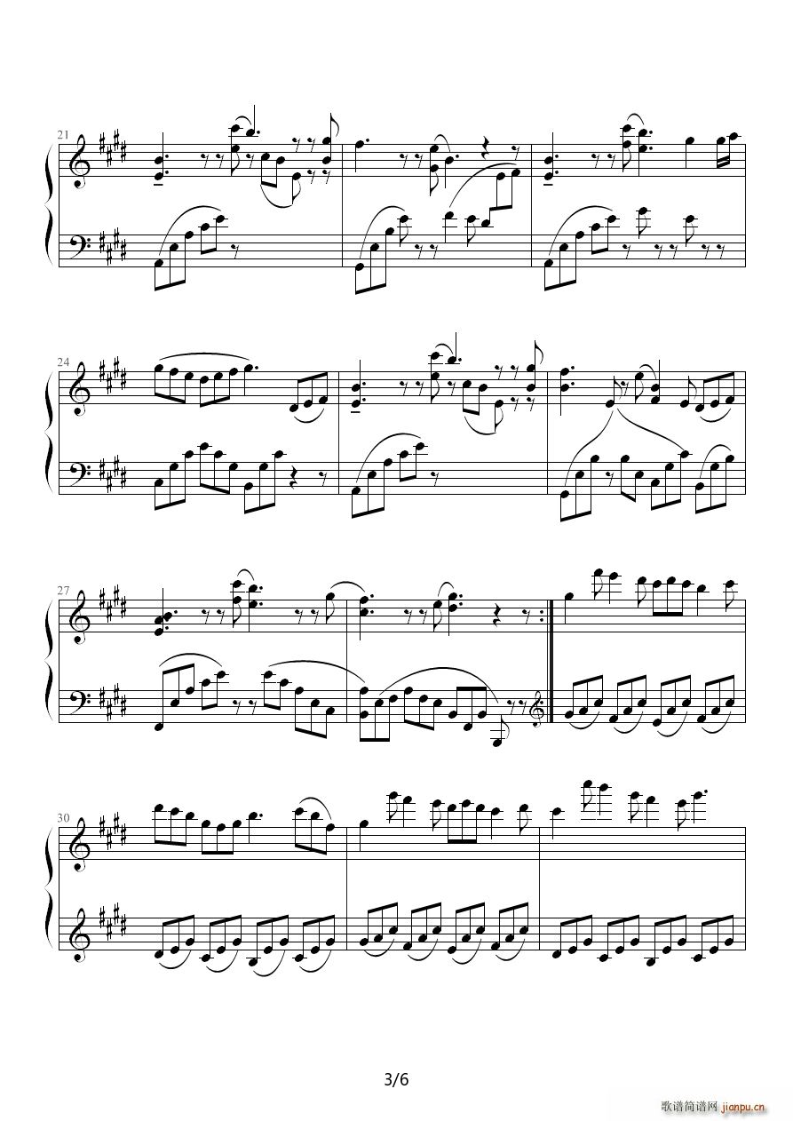 Bisaido Island E调(钢琴谱)3