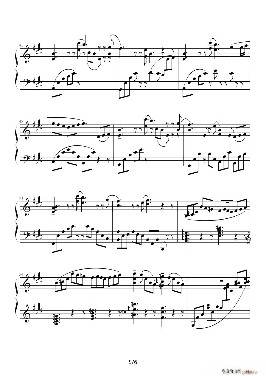 Bisaido Island E调(钢琴谱)5