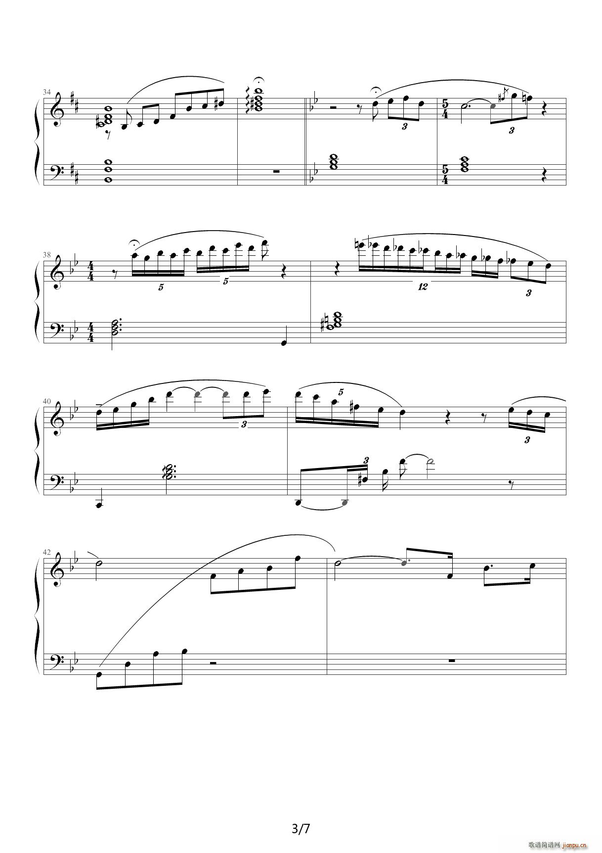 波哥与吉娜 红猪主题曲 钢琴版 D调(钢琴谱)3