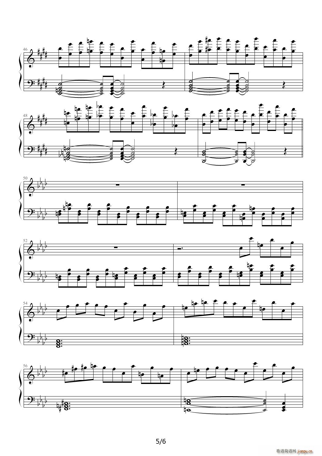 东方永夜抄 狂荬瓮 降A调(钢琴谱)5