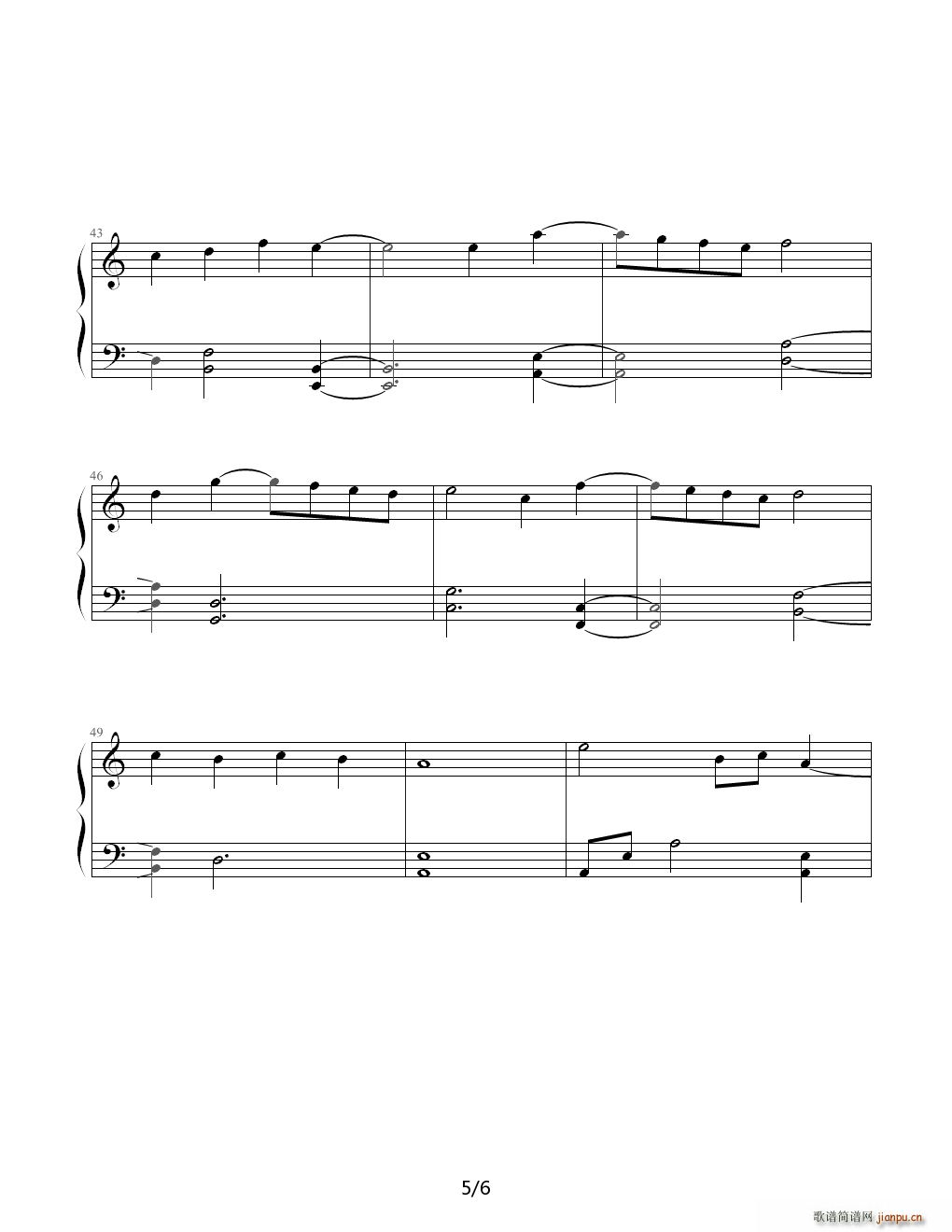 桔梗花开 C调(钢琴谱)5