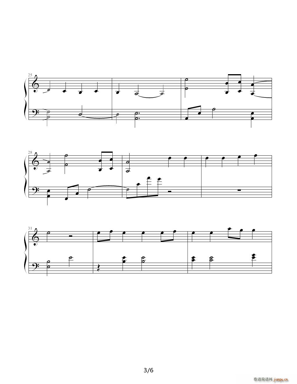 桔梗花开 C调(钢琴谱)3