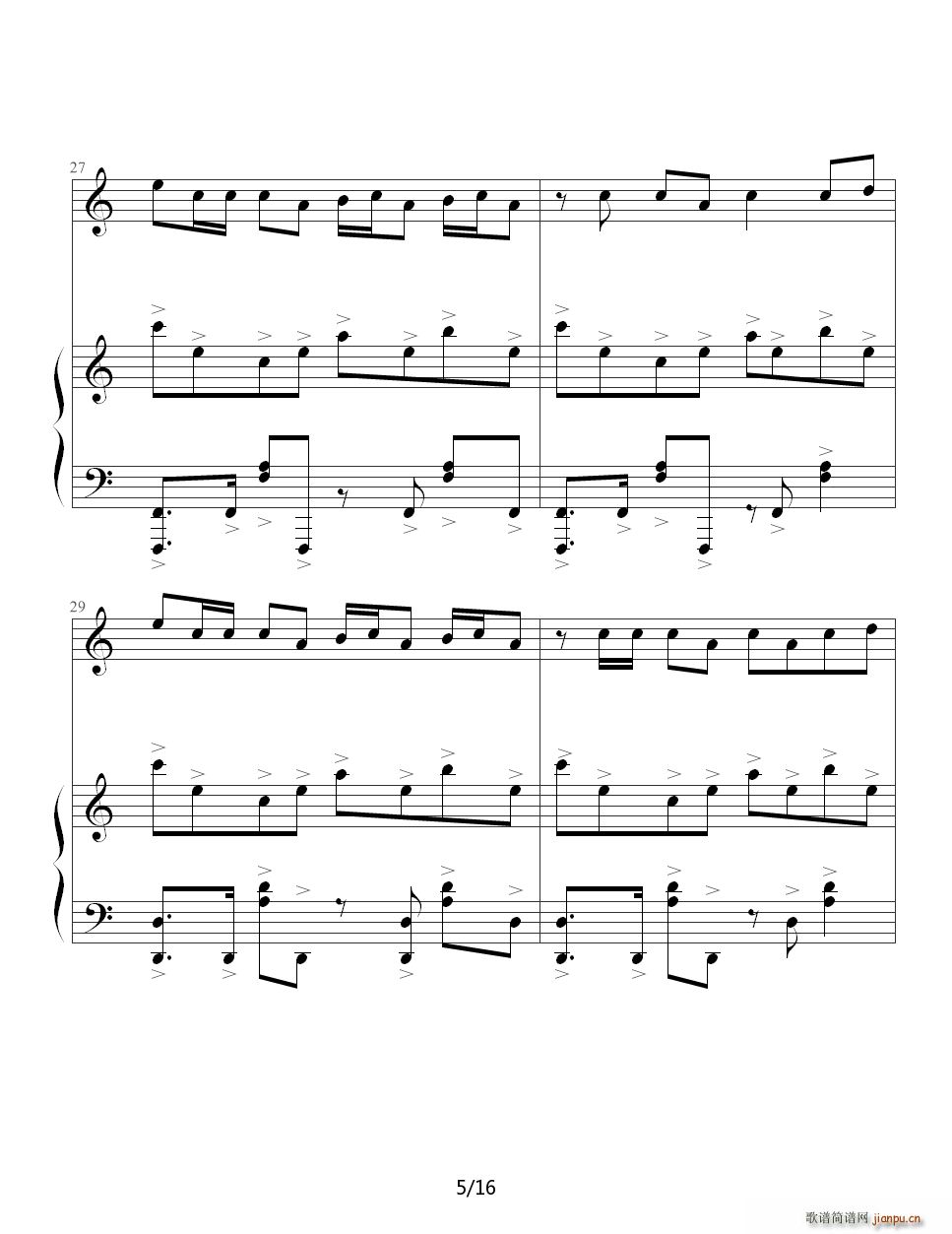 杀手 C调(钢琴谱)5