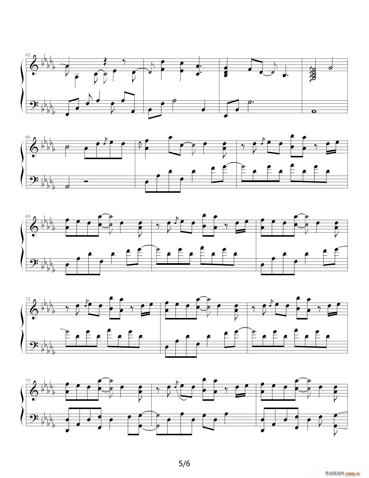 may be 演奏会live版本 降D调(钢琴谱)5