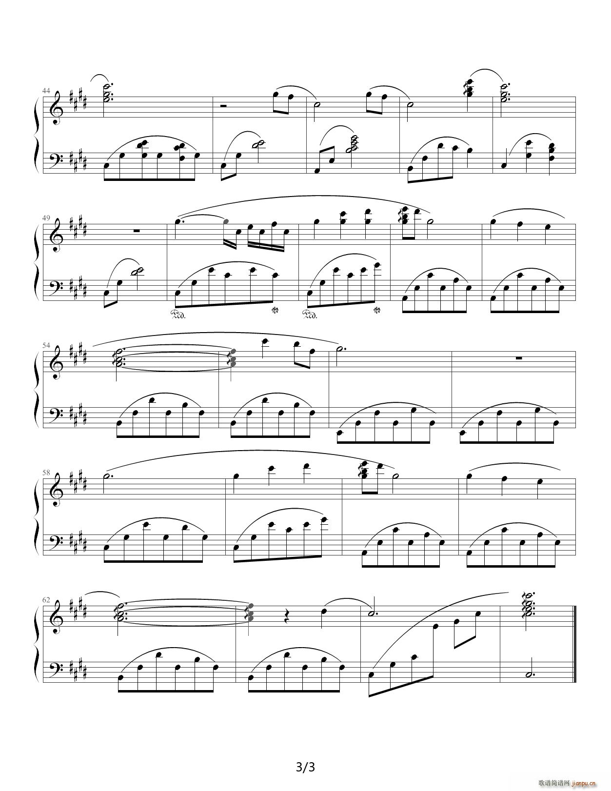 寒江望雪 E调(钢琴谱)3