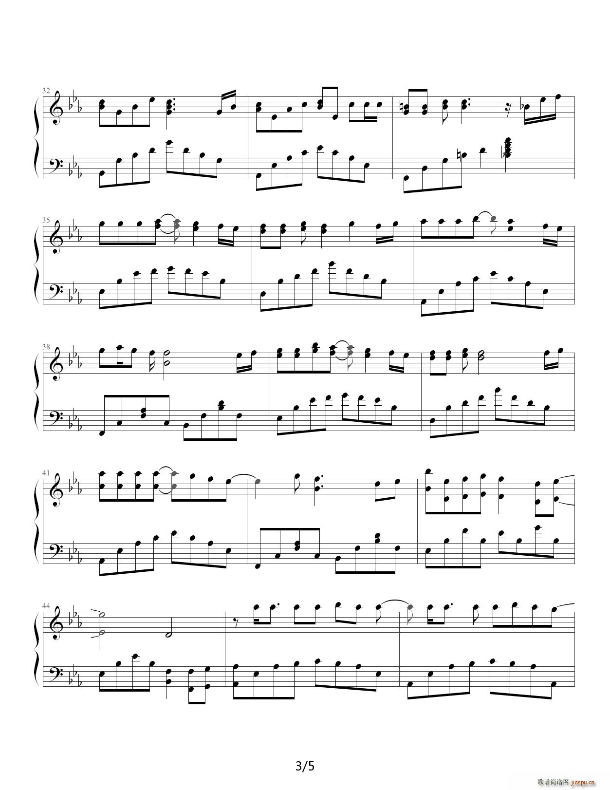 Cross Every River 楚2深情版 降E调(钢琴谱)3