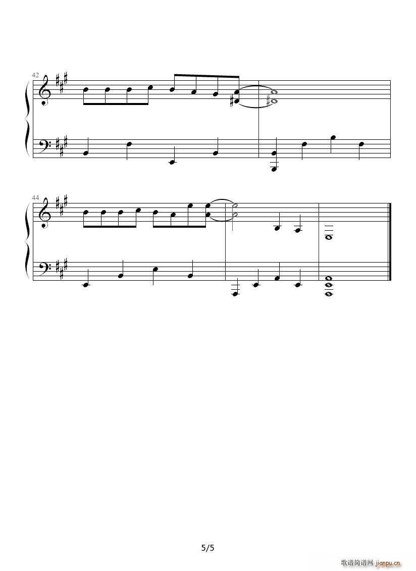 我的最爱 A调(钢琴谱)5