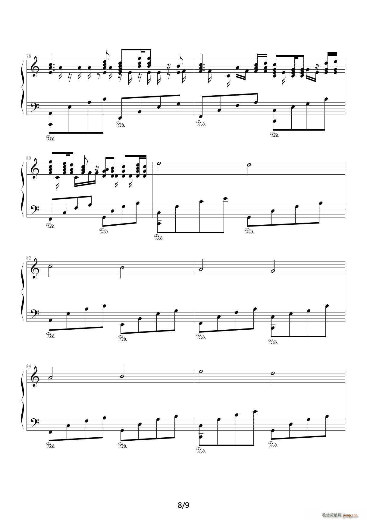 卡农蝴蝶 C调(钢琴谱)8