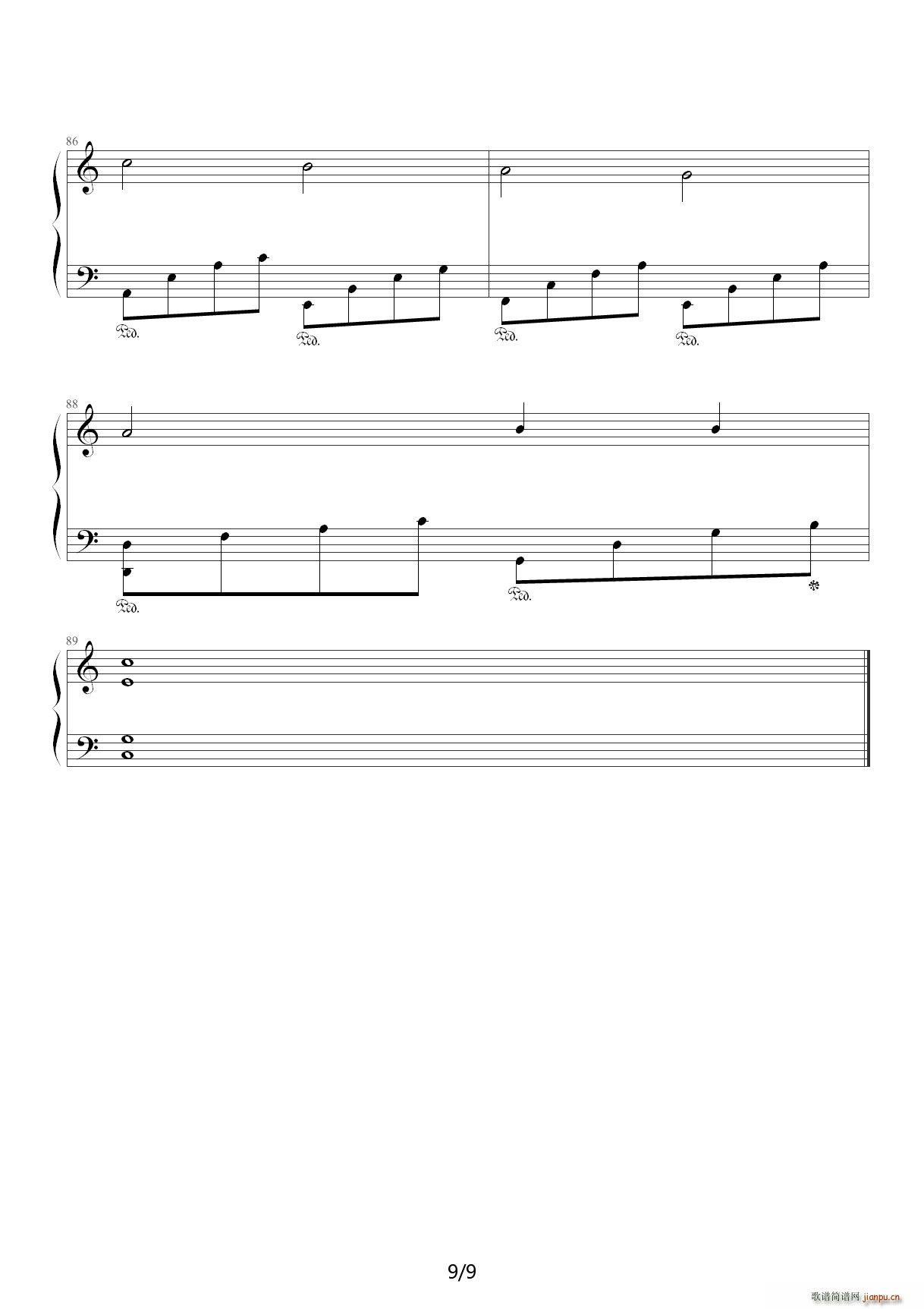 卡农蝴蝶 C调(钢琴谱)9