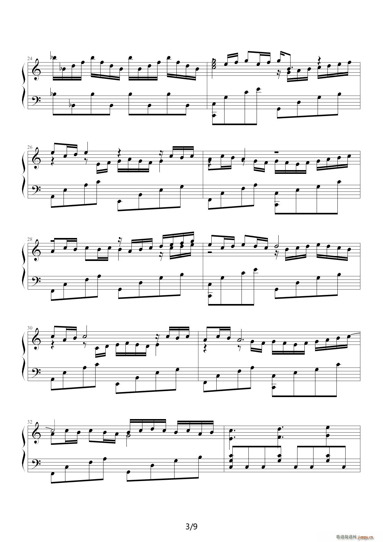 卡农蝴蝶 C调(钢琴谱)3