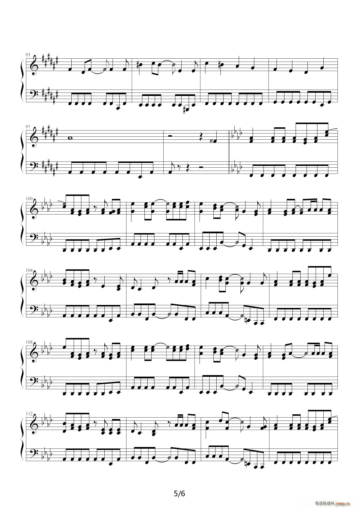 罗密欧与灰姑娘 降G调(钢琴谱)5