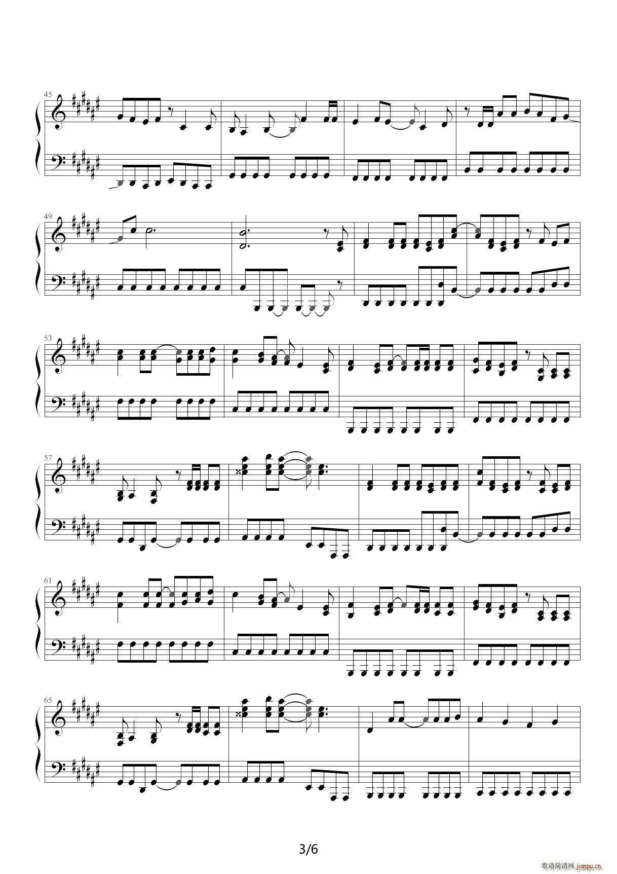 罗密欧与灰姑娘 降G调(钢琴谱)3