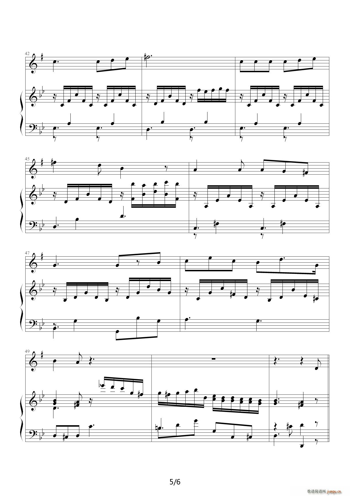 爱情的喜悦G调 G调(钢琴谱)5