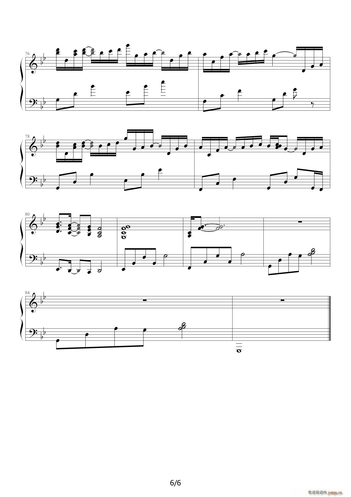 手纸 西村由纪江 降B调(钢琴谱)6