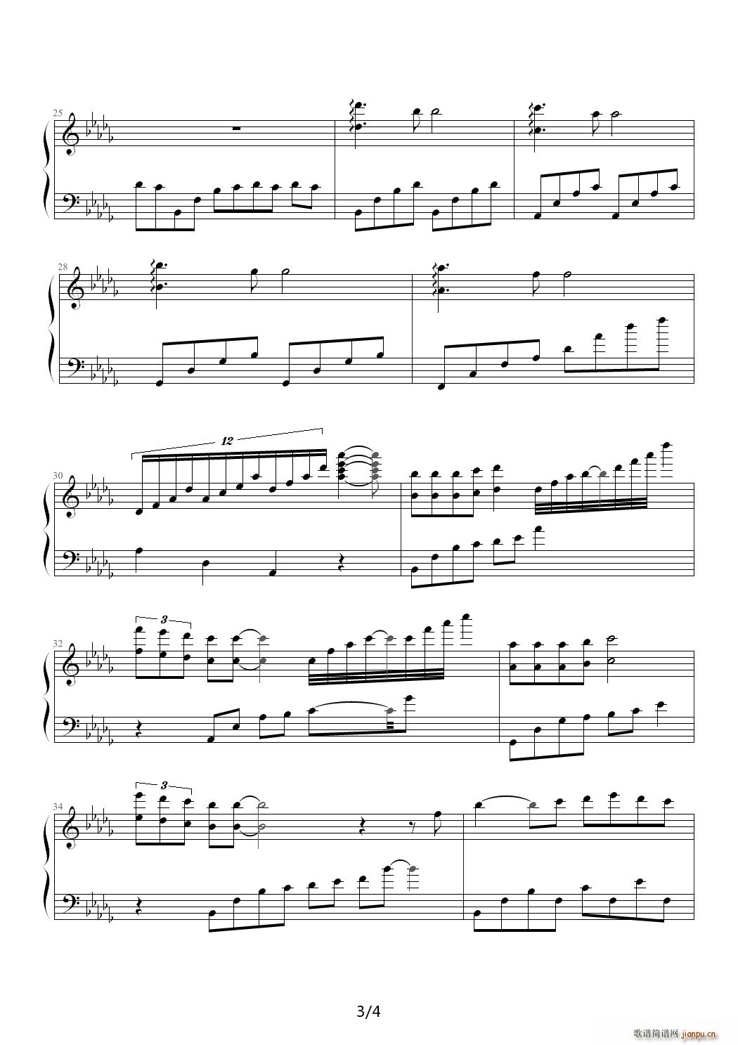 The night 降D调(钢琴谱)3