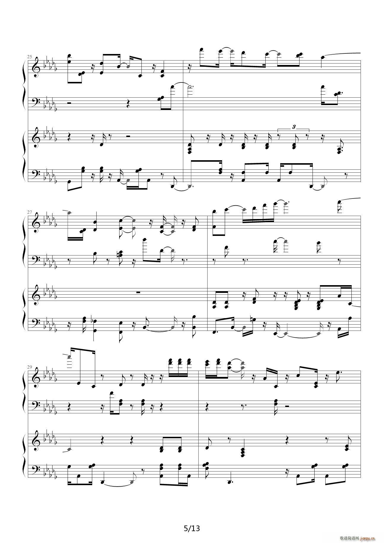 夜来香爵士版 降D调(钢琴谱)5