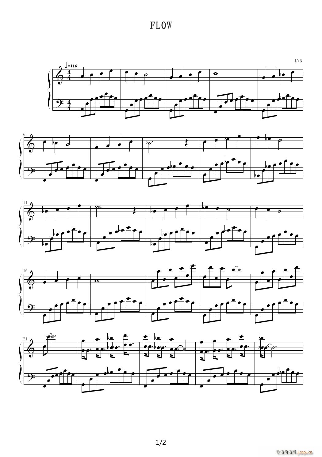 FLOW C调(钢琴谱)1