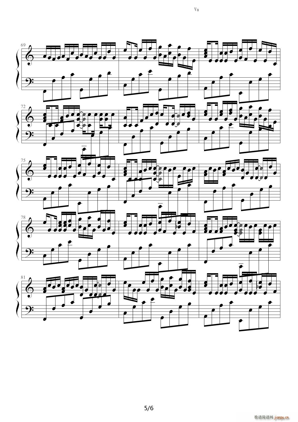 卡农 纯钢琴版(钢琴谱)5