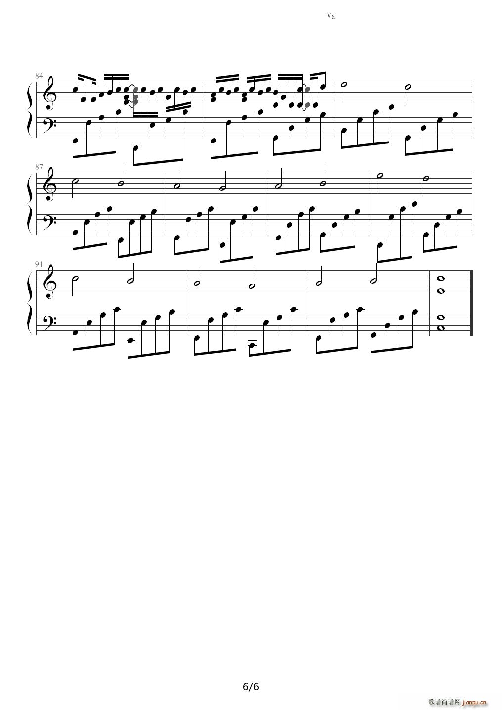 卡农 纯钢琴版(钢琴谱)6
