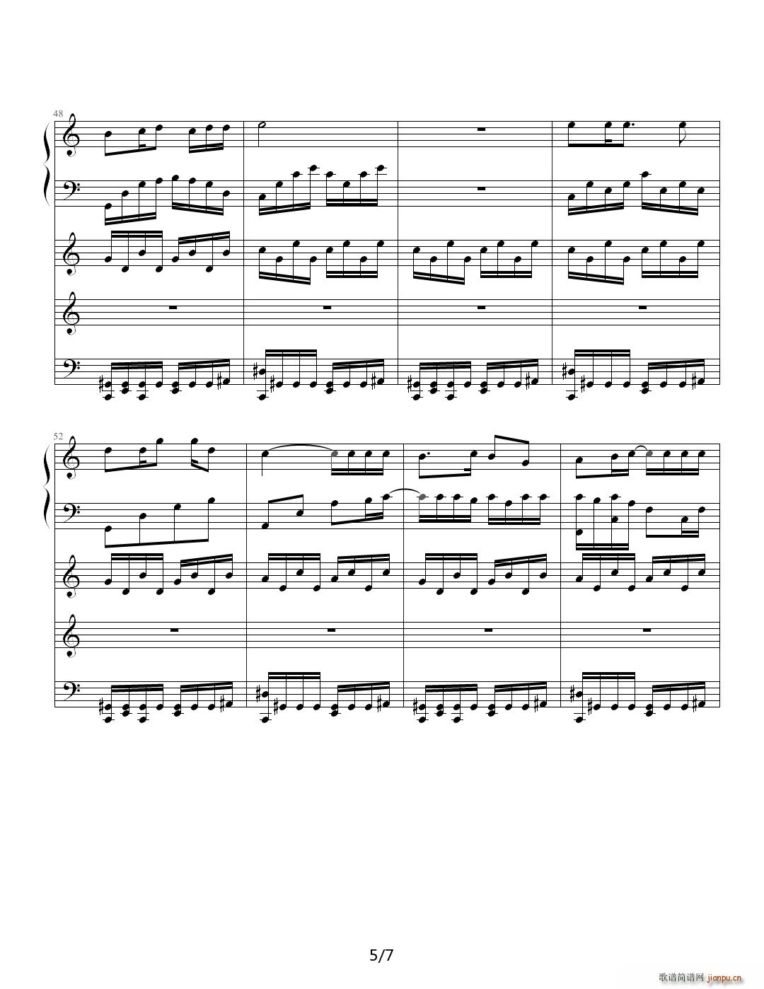 Oh My life C调(钢琴谱)5