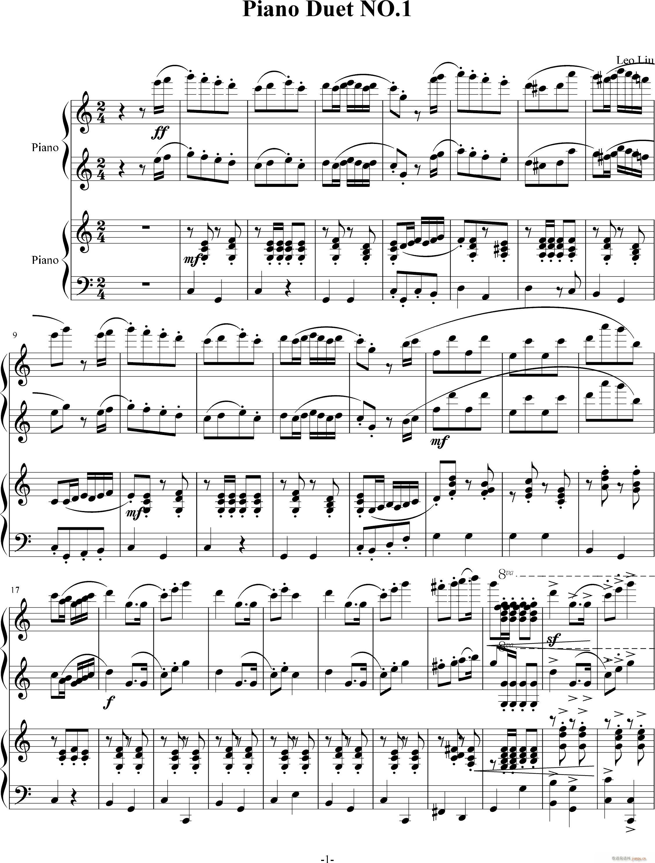 四首联弹NO 1 献给新年(钢琴谱)1