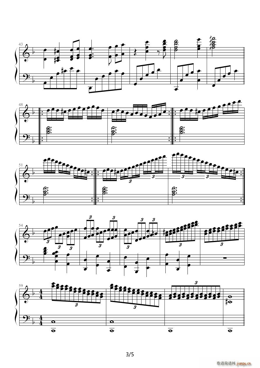 人鱼钢琴 第五章 Eternal Wish F调(钢琴谱)3