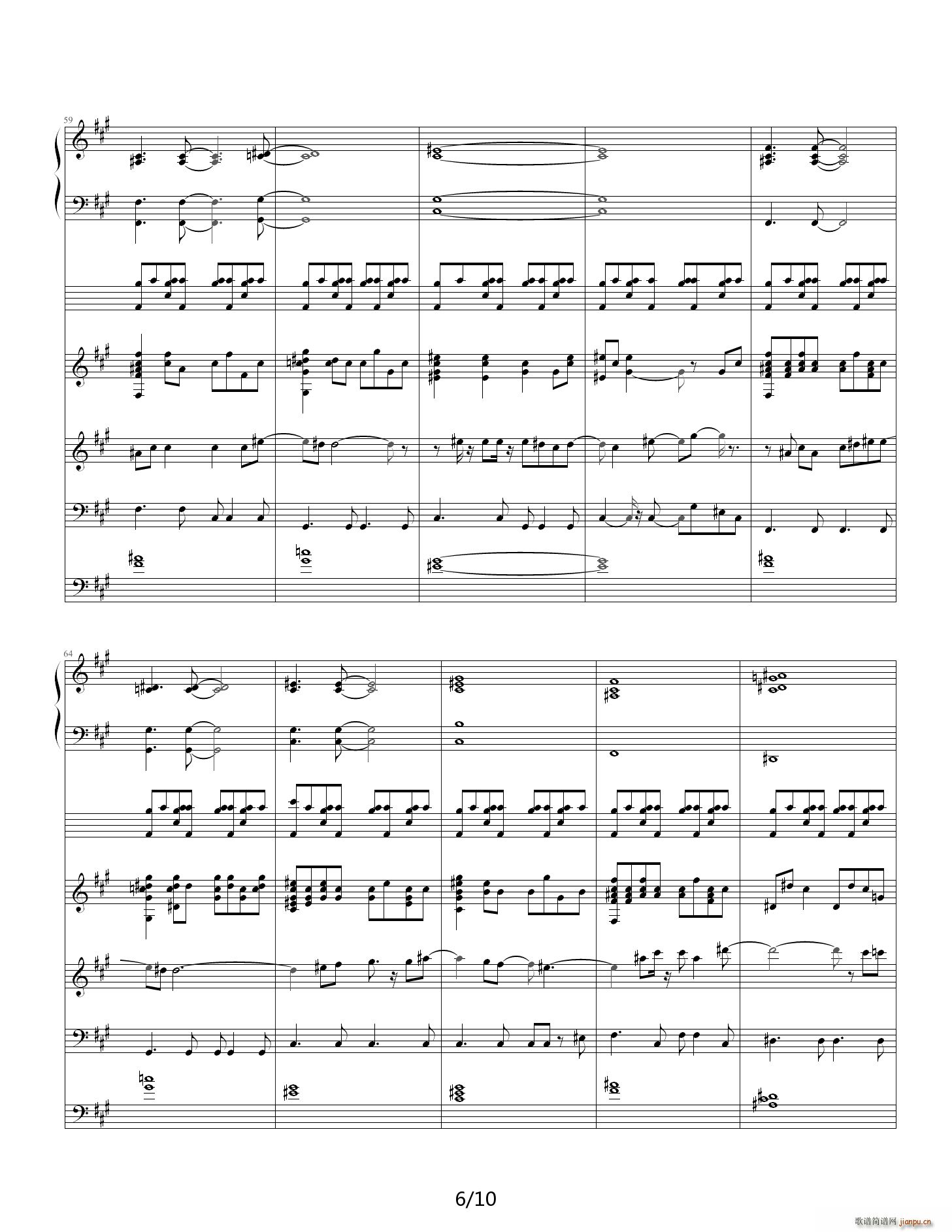 上传的MP3错误 请忽略本谱 A调(钢琴谱)6