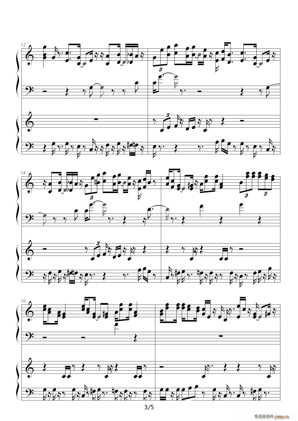 超级玛丽 C调(钢琴谱)3