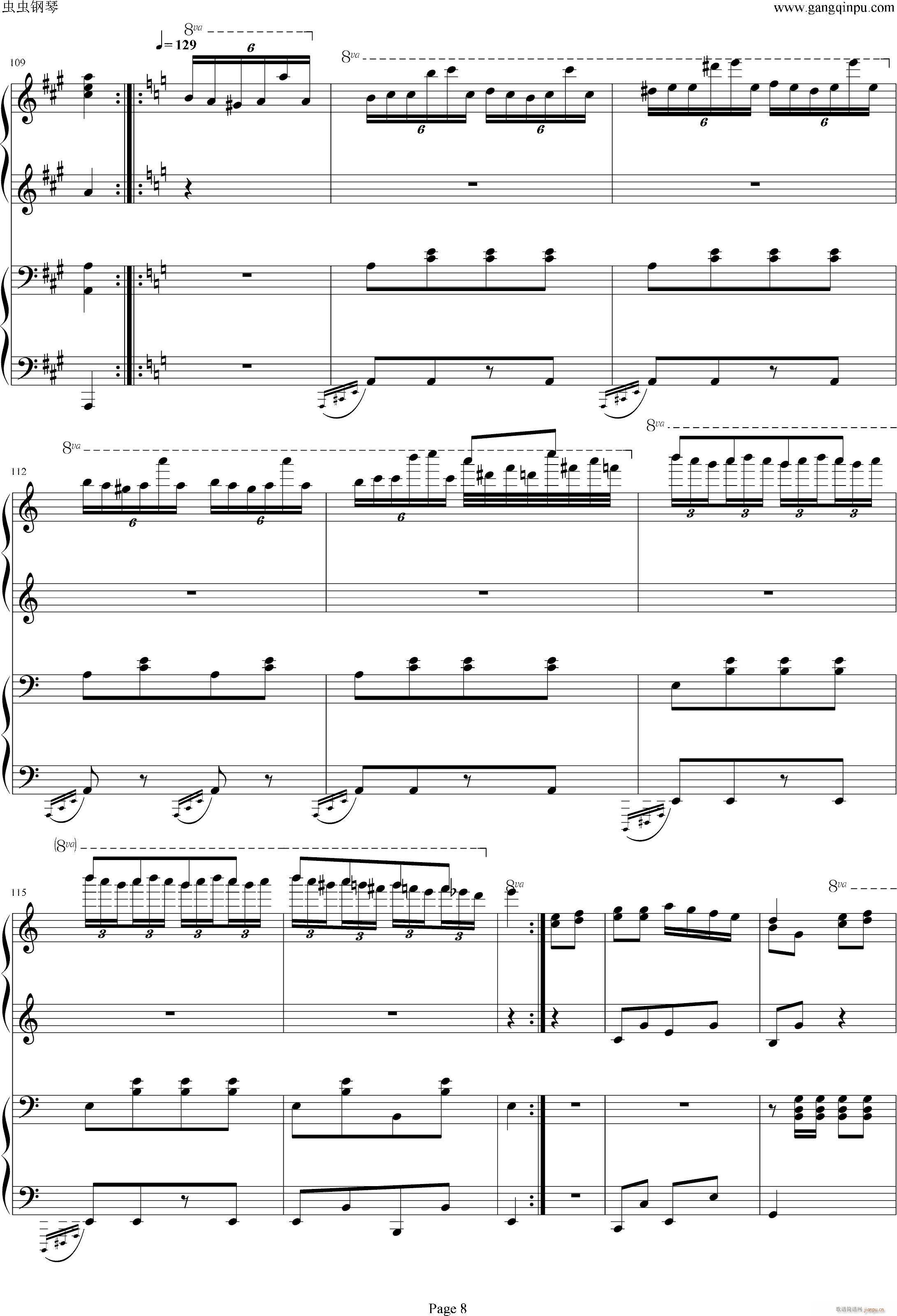 土耳其进行曲四手 李云迪 周杰伦(钢琴谱)8