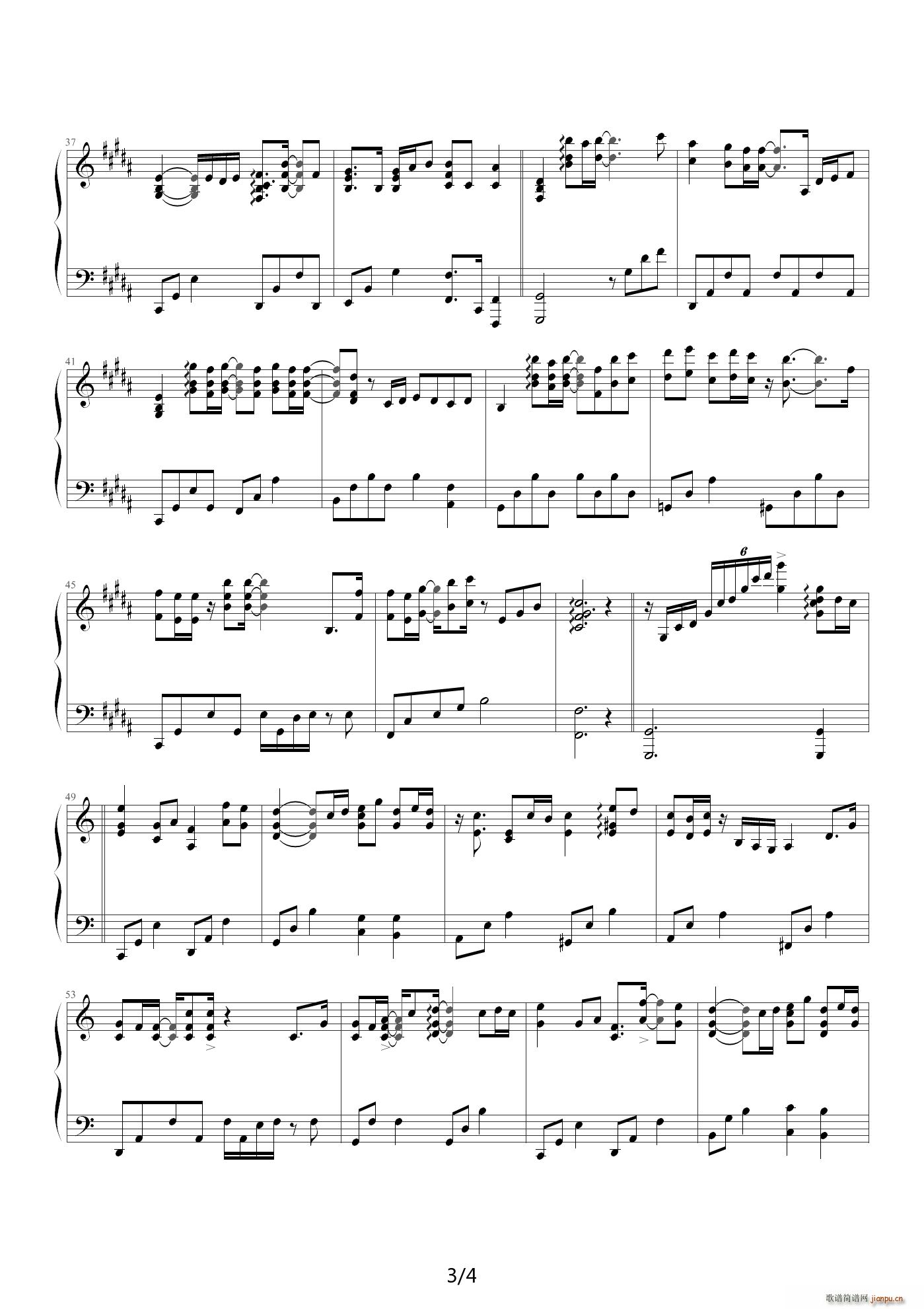 国境之南 原版 D调(钢琴谱)3