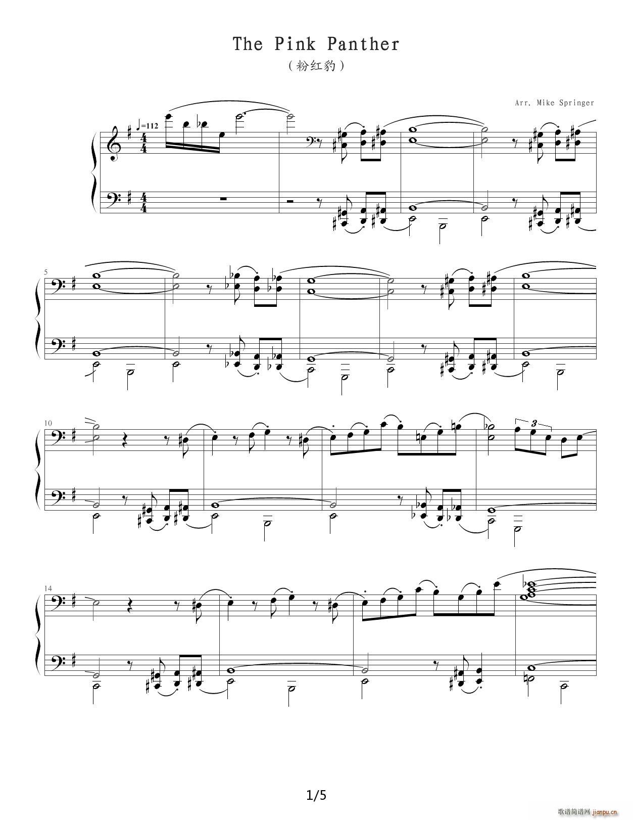 The Pink Panther 粉红豹(钢琴谱)1