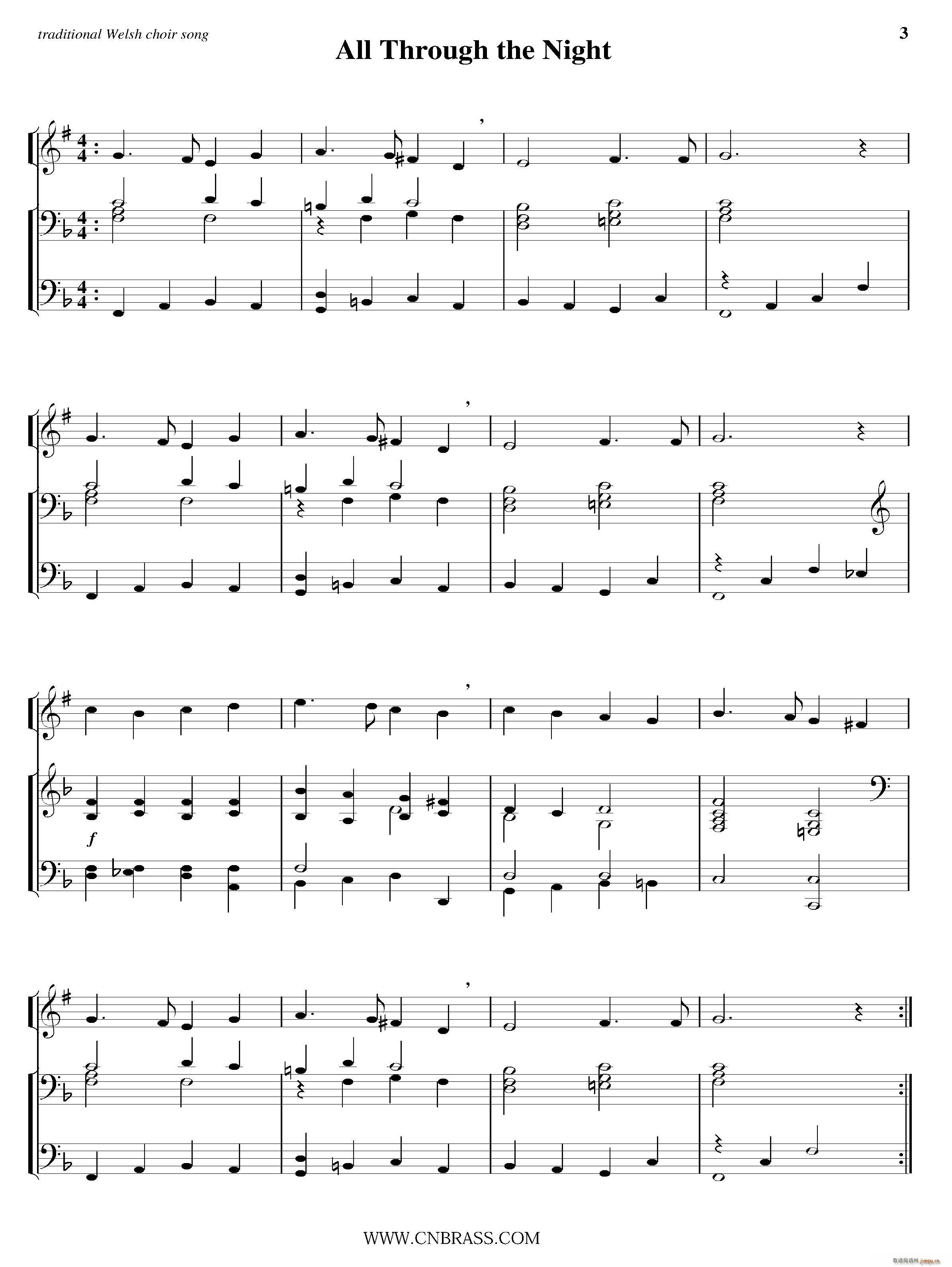 All Through the Night 小号 钢琴伴奏(钢琴谱)1