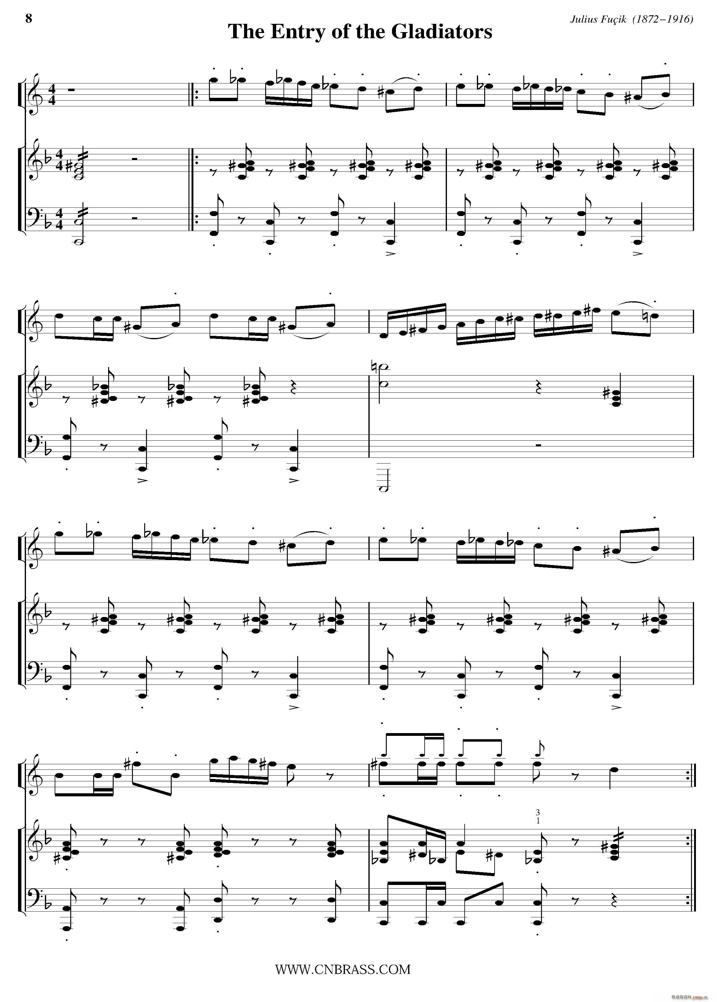 The Entry of the Gladiators 小号 钢琴伴奏(钢琴谱)1