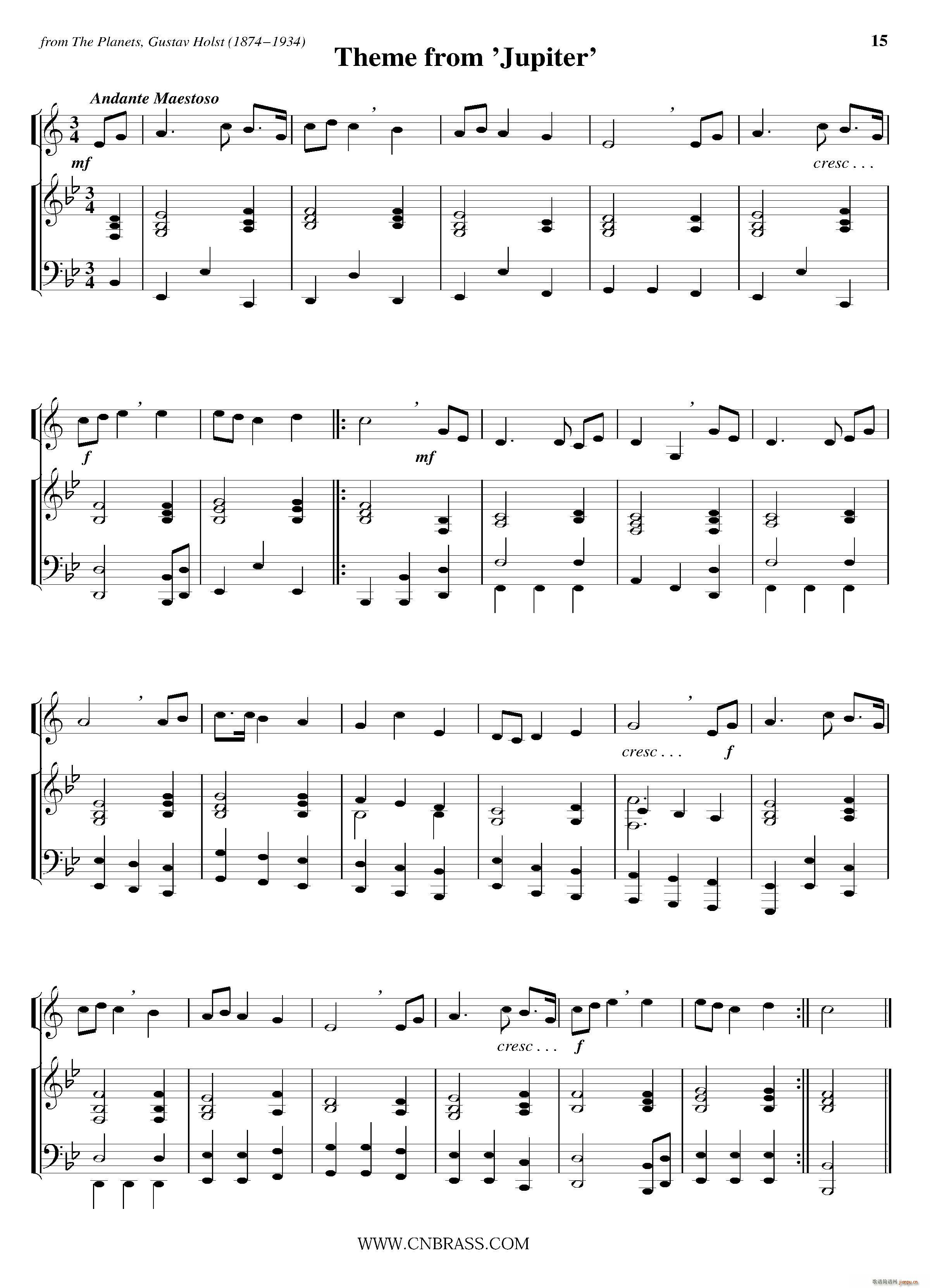Theme from Jupiter 小号 钢琴伴奏(钢琴谱)1
