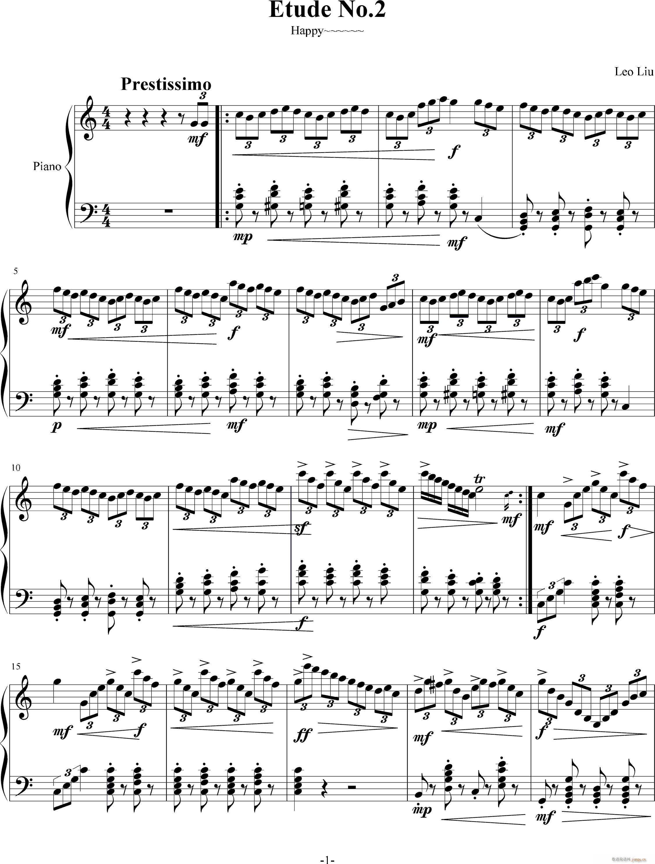 C大调练习曲NO 2(钢琴谱)1