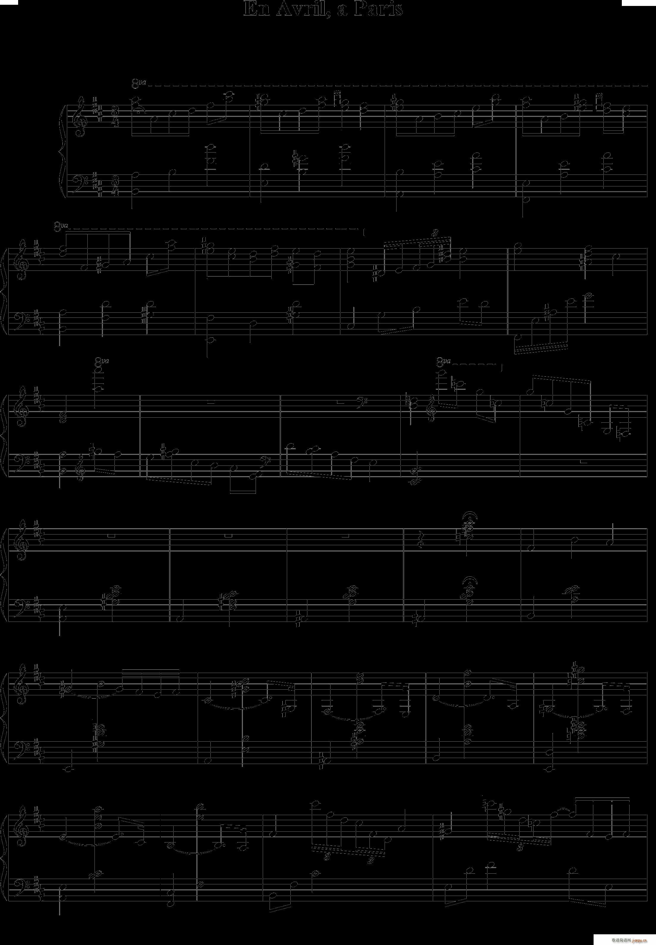 en avril a paris哈梅林版(钢琴谱)1
