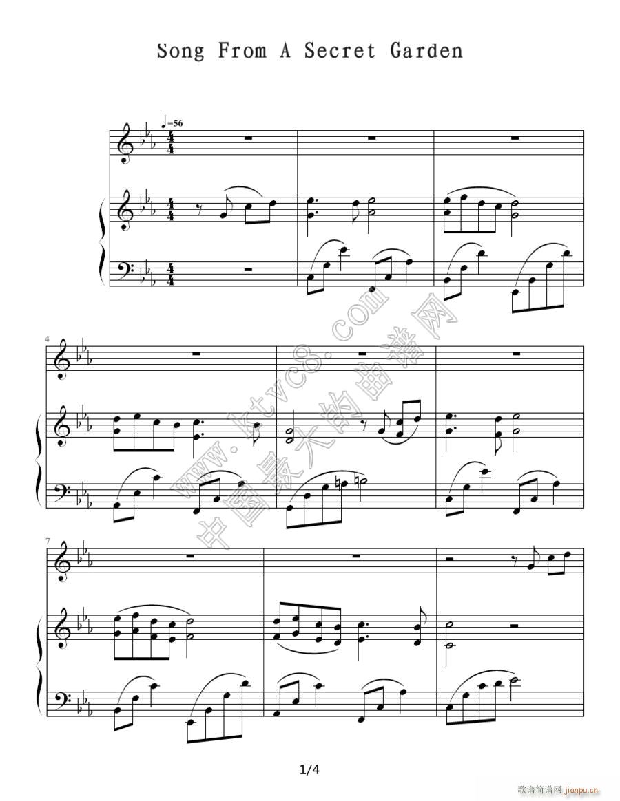 Song From A Secret Garden1(钢琴谱)1