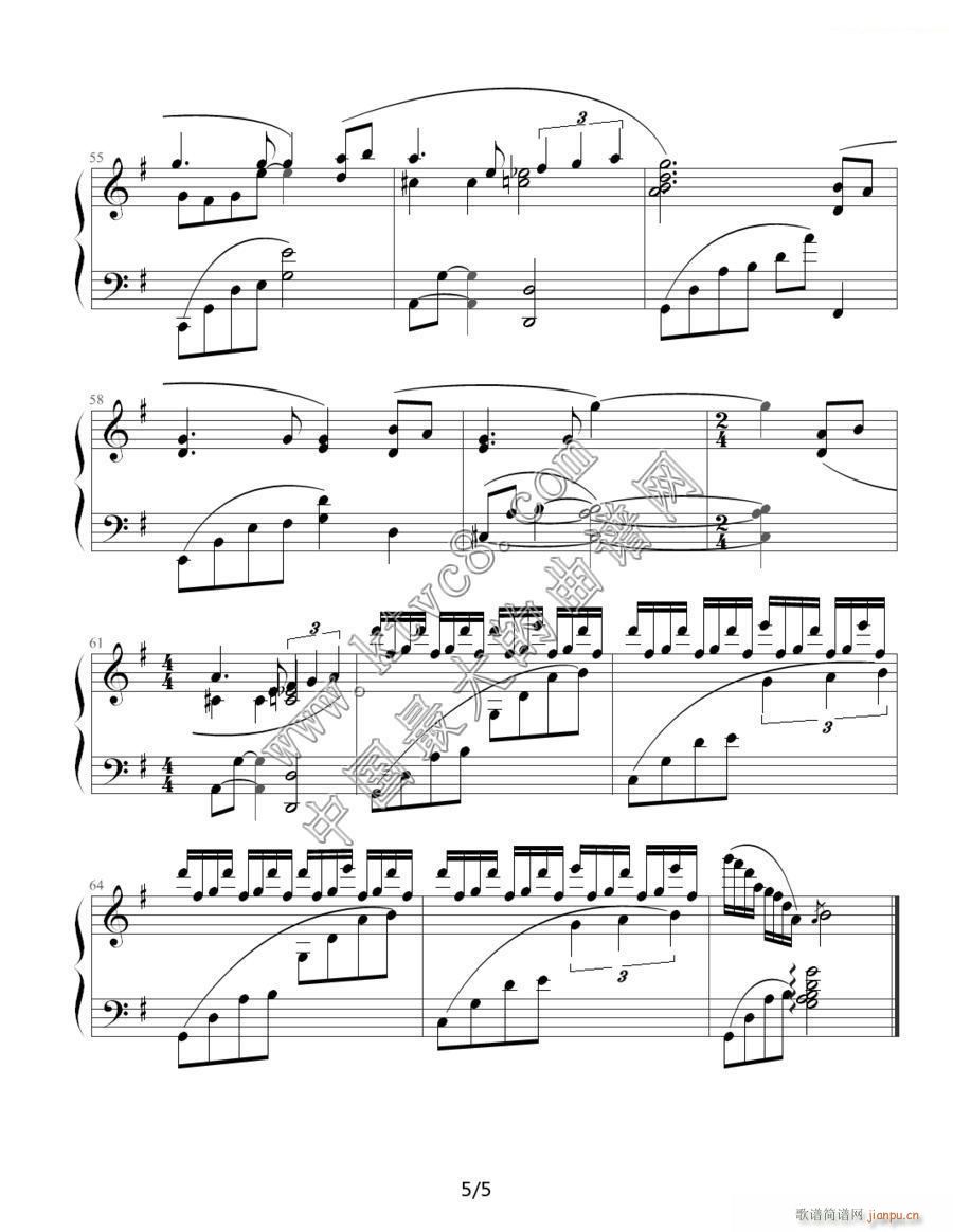 月亮代表我的心 张雨山版 5(钢琴谱)1