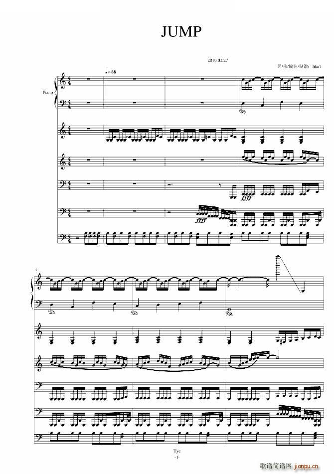 JUMP 摇滚风格(钢琴谱)1