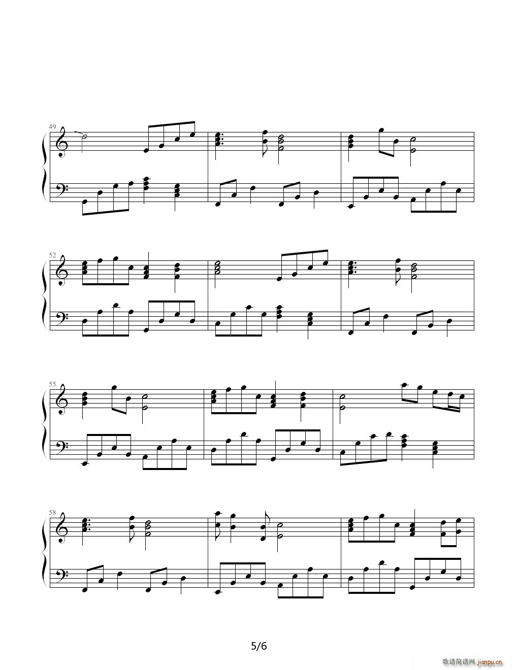 蒲公英的约定 C调(钢琴谱)5