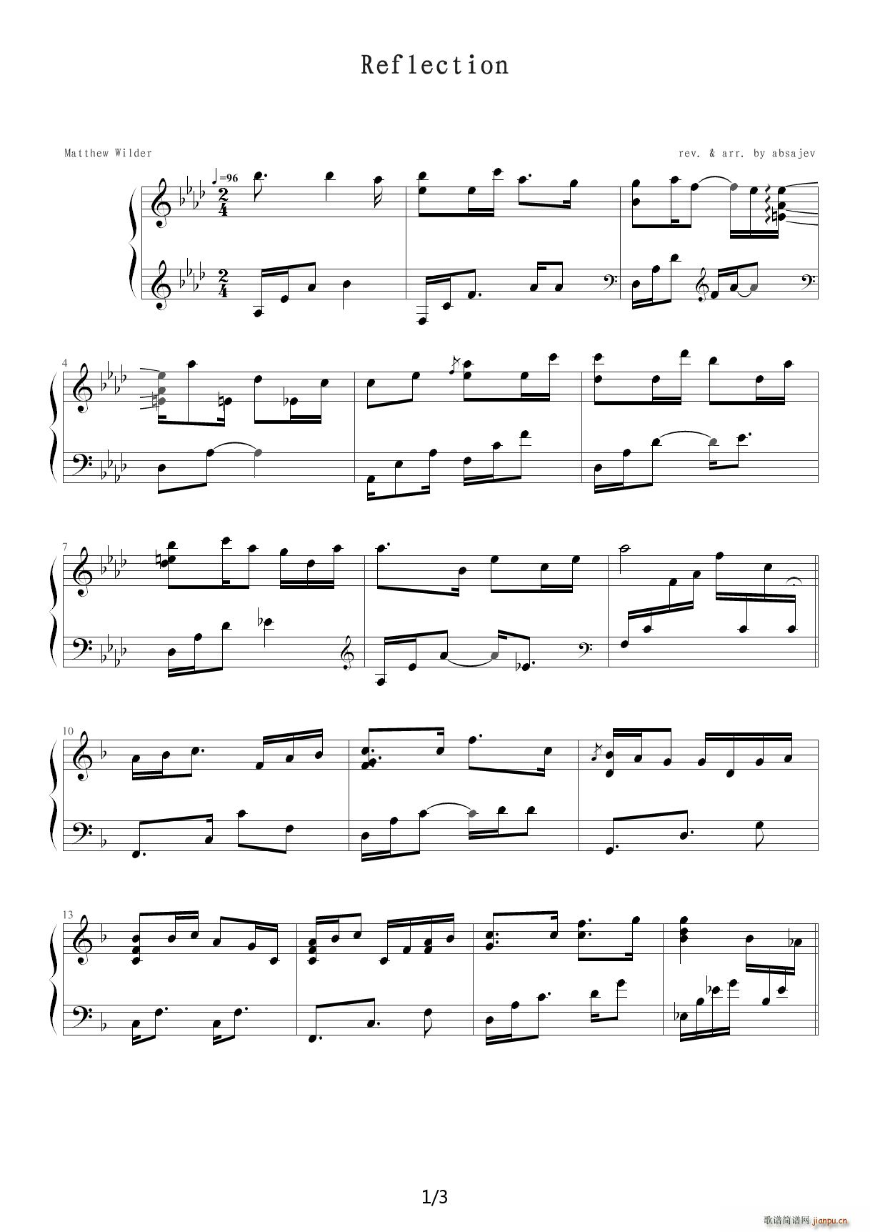 花木兰 降A调(钢琴谱)1