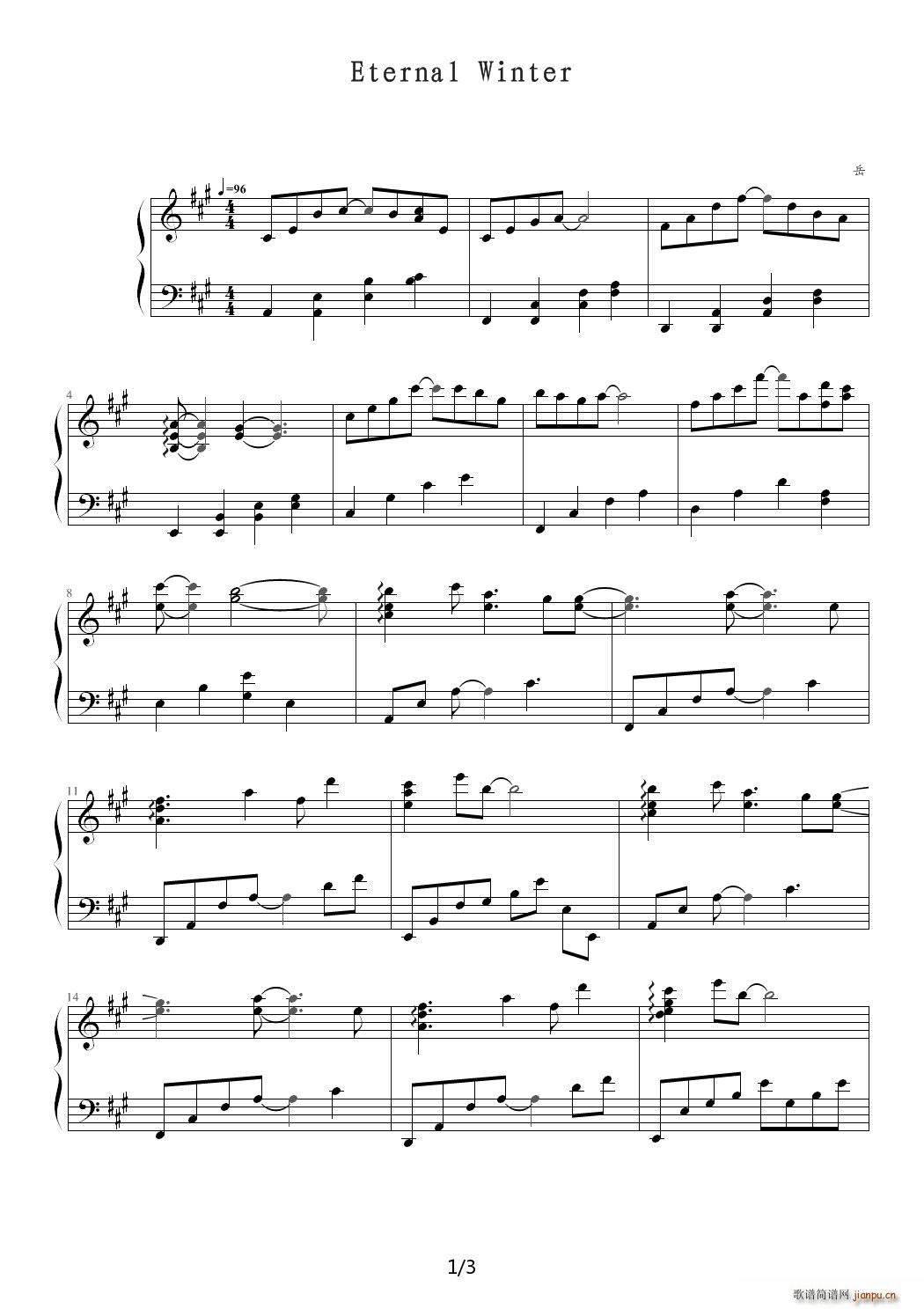 Eternal winter A调(钢琴谱)1