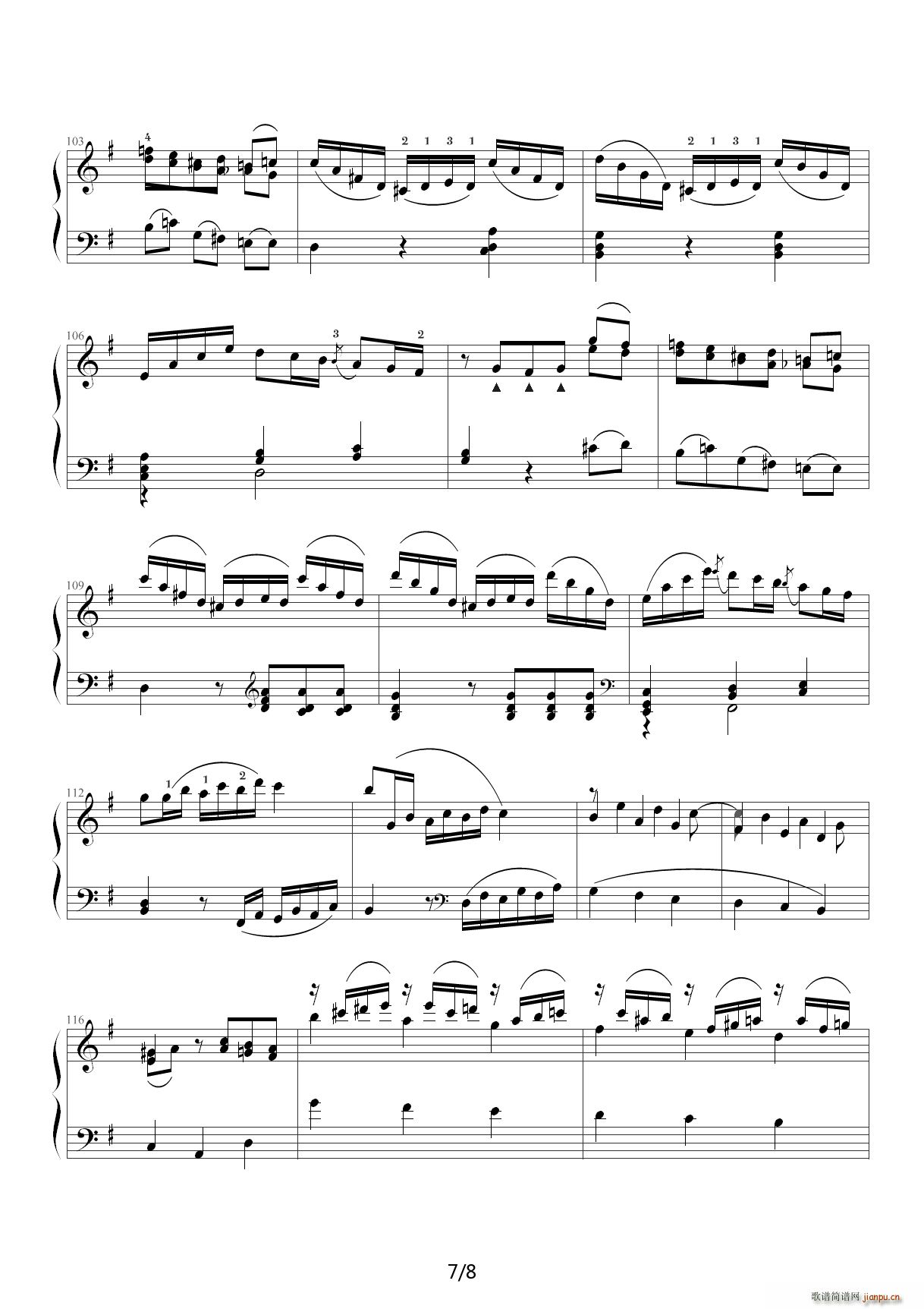 中央音乐学院钢琴 业余 考级教程六级 45 G大调奏鸣曲第一乐章K 283 G调(钢琴谱)7