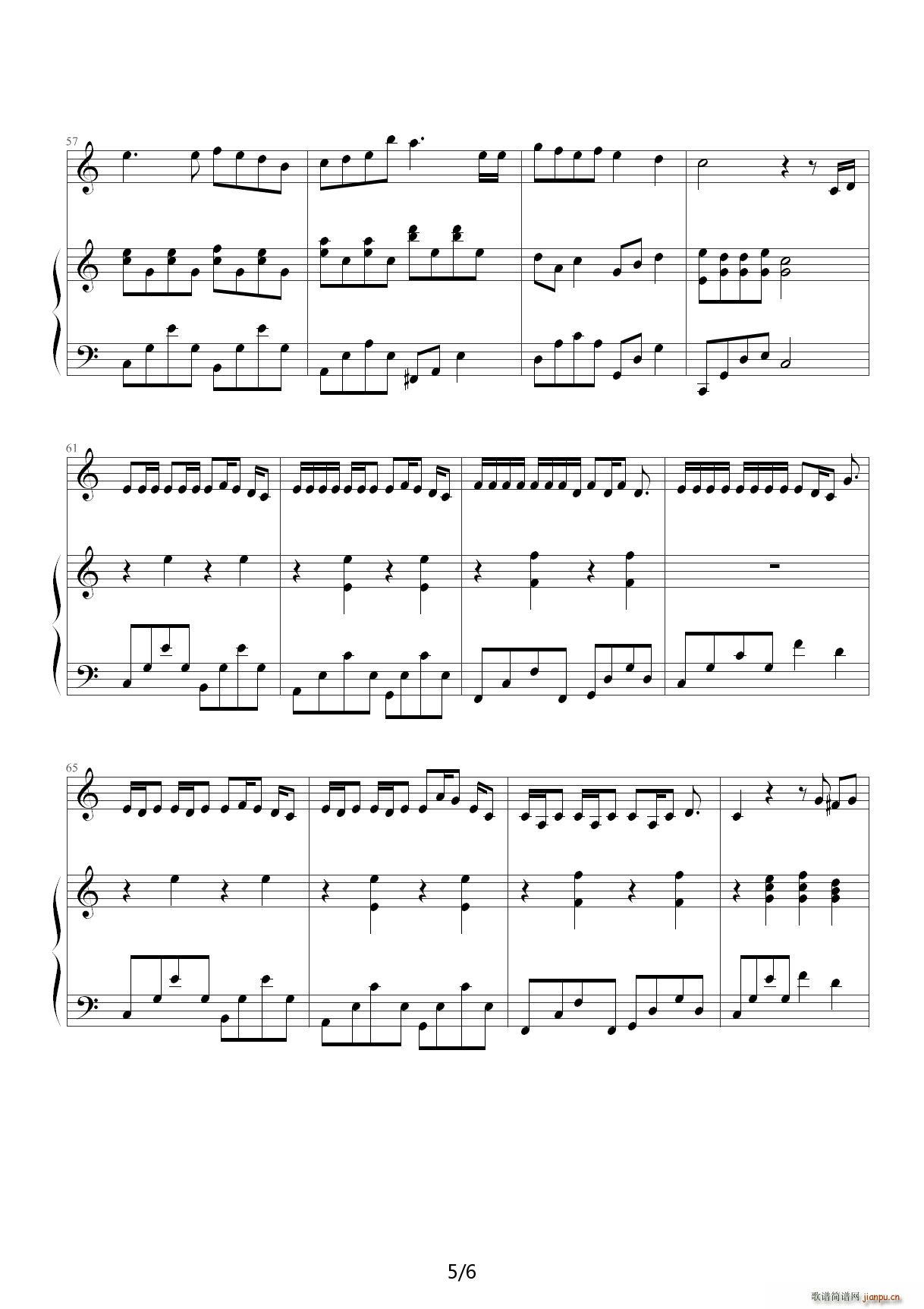 彩虹 弹唱版 C调(钢琴谱)5