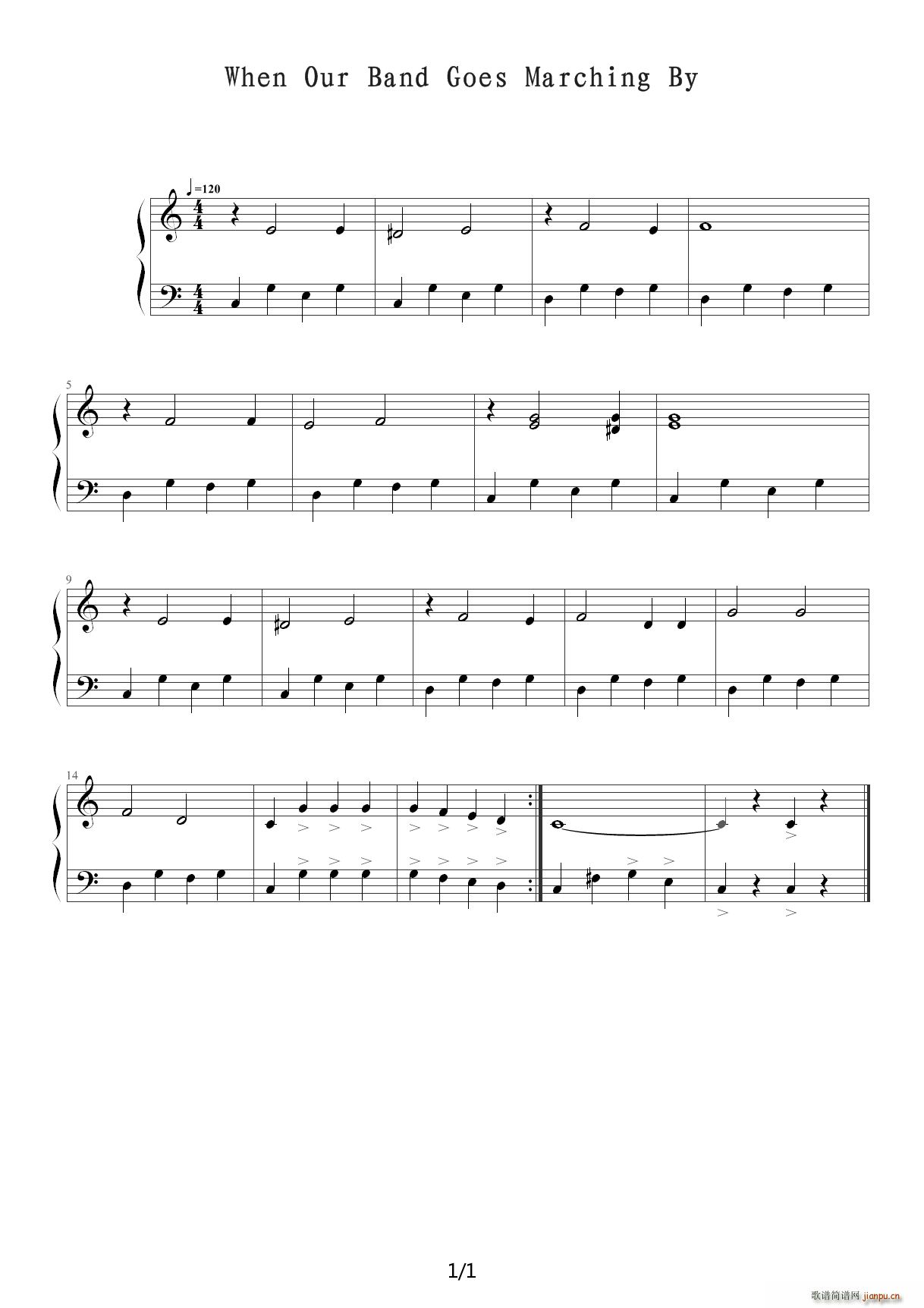 When our band goes marching by C调(钢琴谱)1