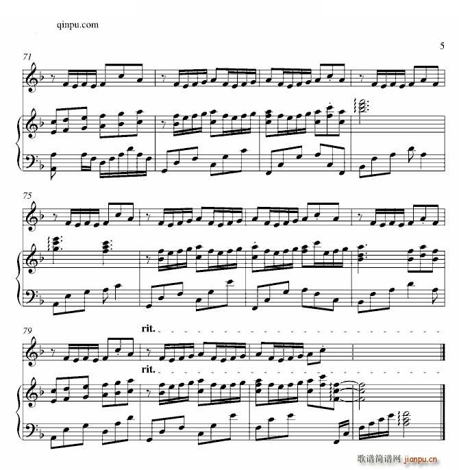 狐狸雨 我的女友是九尾狐OST(钢琴谱)5