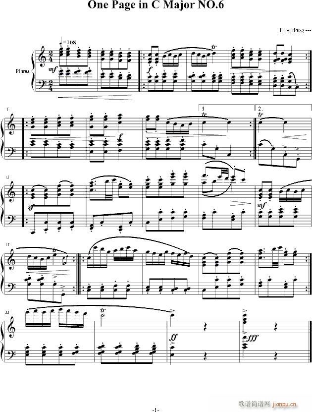 一页曲6(钢琴谱)1